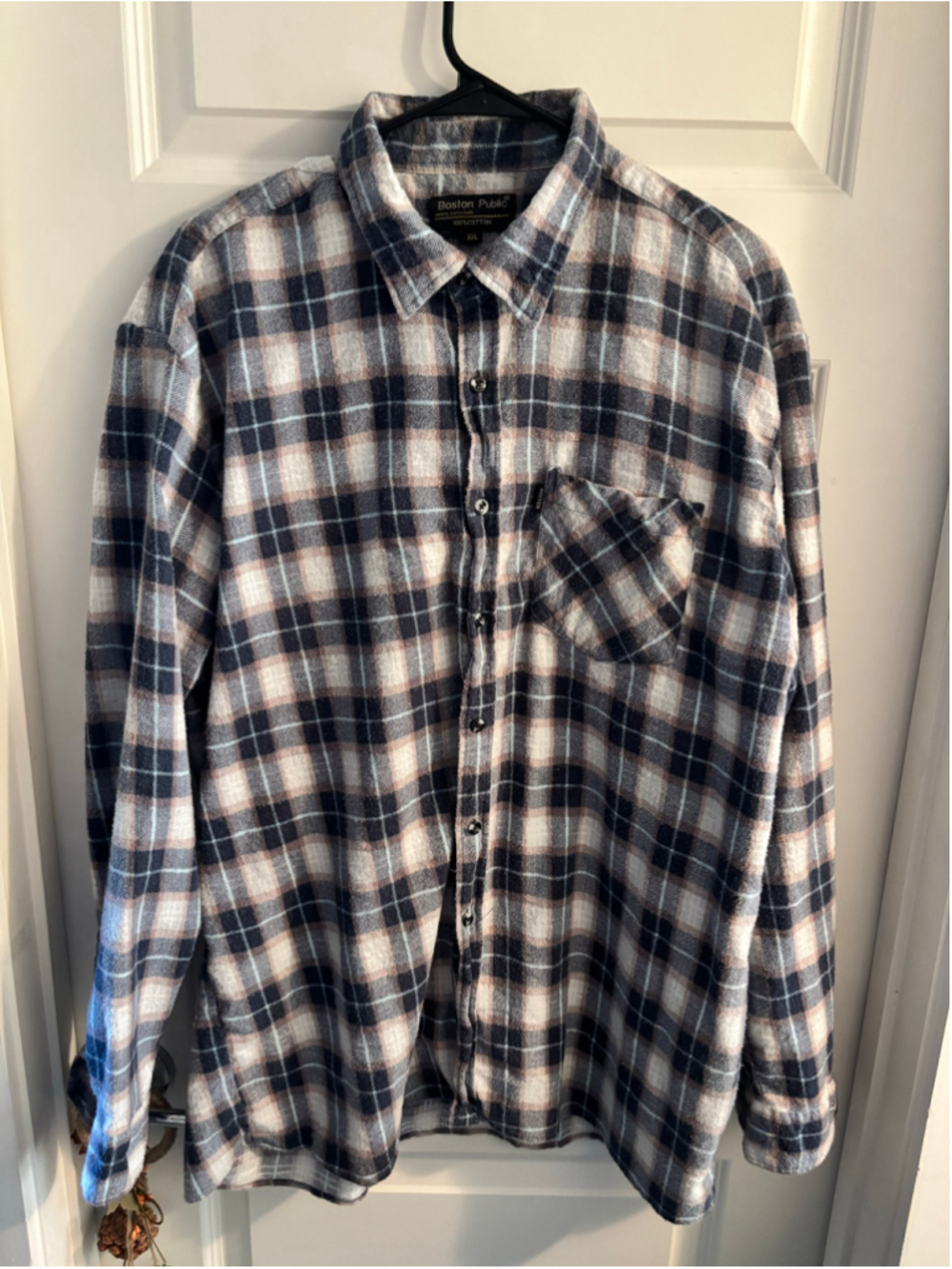 Vintage 90s Boston Public Plaid Flannel Shirt XXL 100% Cotton Grunge Y2K Oversiz